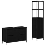 Bathroom Furniture Set with Drawer with Shelf 2 pcs Black oak - Front View