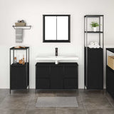 Bathroom Furniture Set 3 pcs Black Oak Engineered Wood - Top-Down View