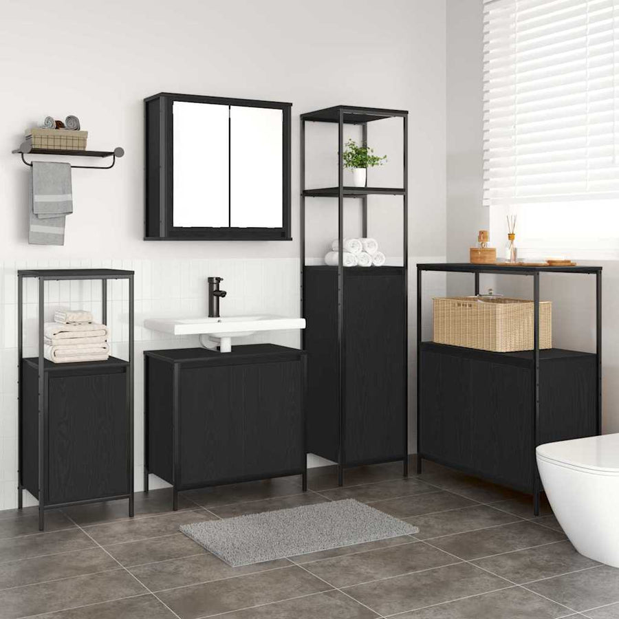 Bathroom Furniture Set 5 pcs Black Oak 36 x 35 x 165 cm