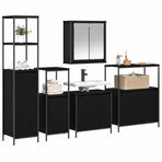 Bathroom Furniture Set 5 pcs Black Oak 36 x 35 x 165 cm
