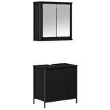 2 Piece Bathroom Furniture Set Black Oak Engineered Wood - Front View