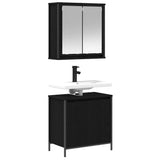 2 Piece Bathroom Furniture Set Black Oak Engineered Wood - Close-Up Angle
