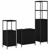 Bathroom Furniture Set 3 pcs Black Oak Engineered Wood - Front View