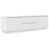 TV Cabinet with LED Lights White 160.5x41x50 cm - Side View