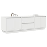 TV Cabinet with LED Lights White 160.5x41x50 cm - 45-Degree Angle