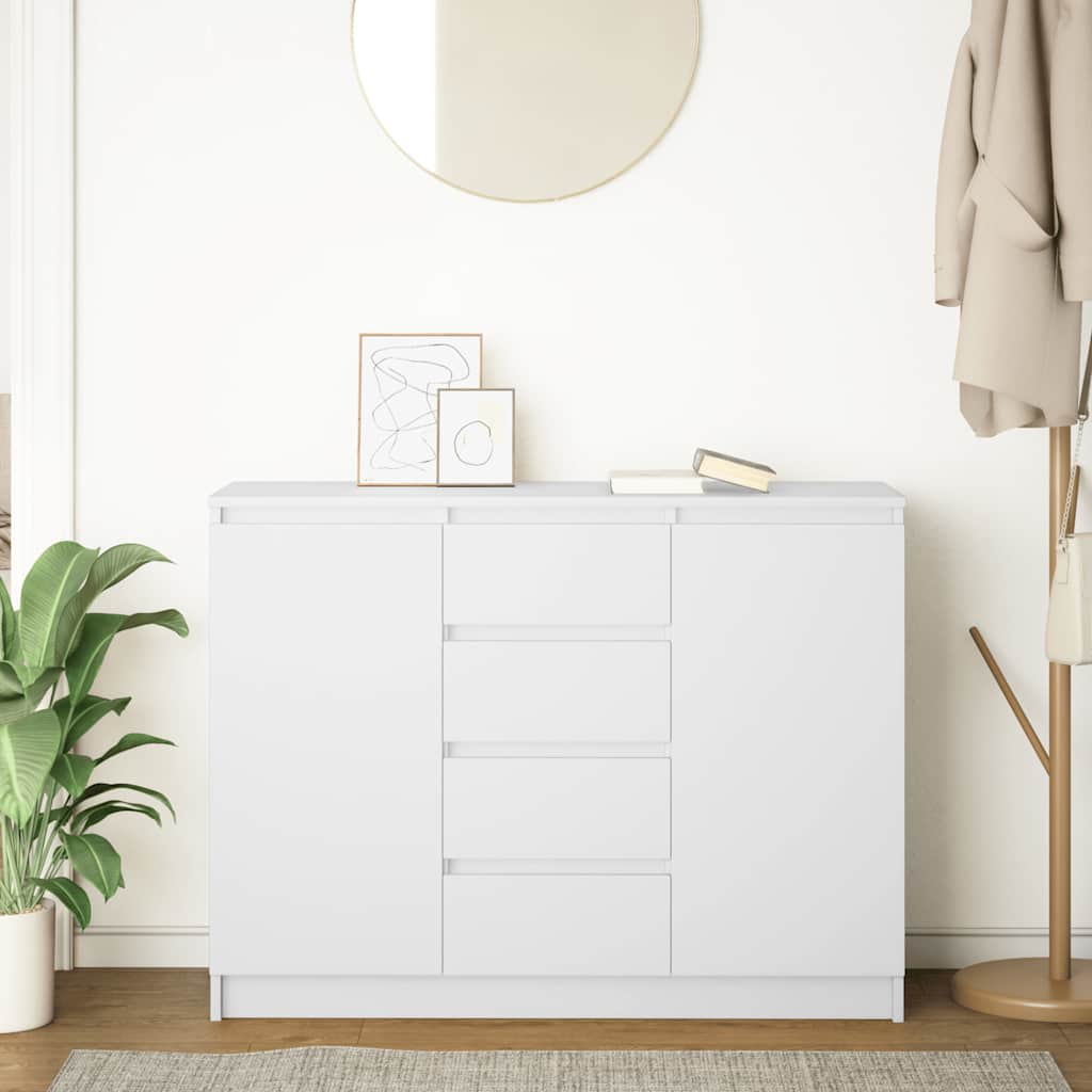 Sideboard with Drawers White 100.5x35x76 cm Engineered Wood