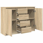 Sideboard with Drawers Sonoma Oak 100.5x35x76cm Engineered Wood