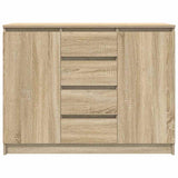 Sideboard with Drawers Sonoma Oak 100.5x35x76 cm Engineered Wood - Rear View