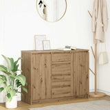 Sideboard with Drawers Artisan Oak 100.5x35x76 cm Engineered Wood