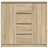 Sideboard with Drawers Sonoma Oak 100.5x35x98.5 cm Engineered Wood - Rear View