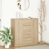 Sideboard with Drawers Sonoma Oak 100.5x35x98.5 cm Engineered Wood