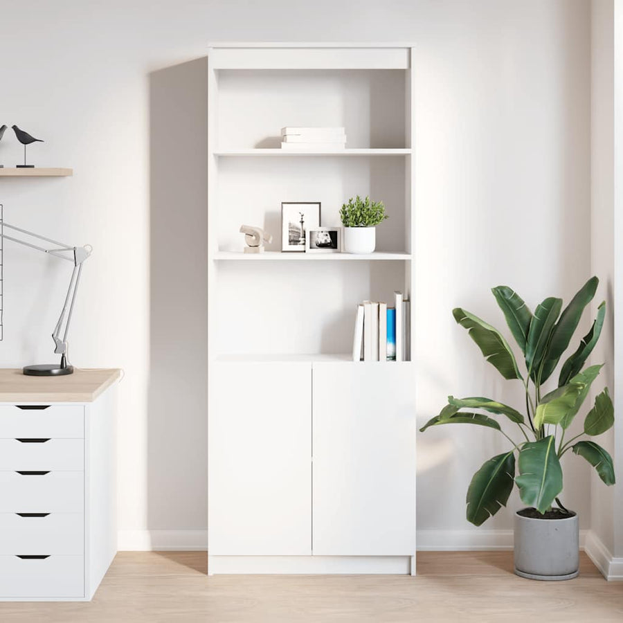 Highboard White 70x35x180 cm Engineered Wood