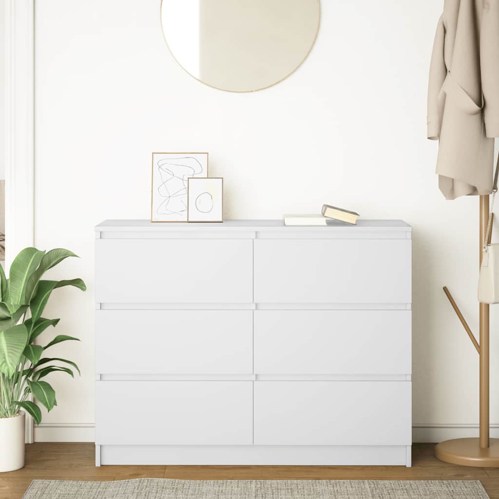 Sideboard White 100x35x76 cm Engineered Wood