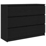 Sideboard Black Oak 100x35x76 cm Engineered Wood - Front View
