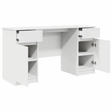 Desk with Drawer White 140 x 49 x 76 cm Engineered wood - 45-Degree Angle