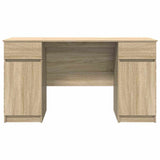 Desk with Drawer Sonoma oak 140 x 49 x 76 cm Engineered wood - Close-Up Angle