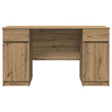 Desk with Drawer Artisan oak 140 x 49 x 76 cm Engineered wood - Close-Up Angle