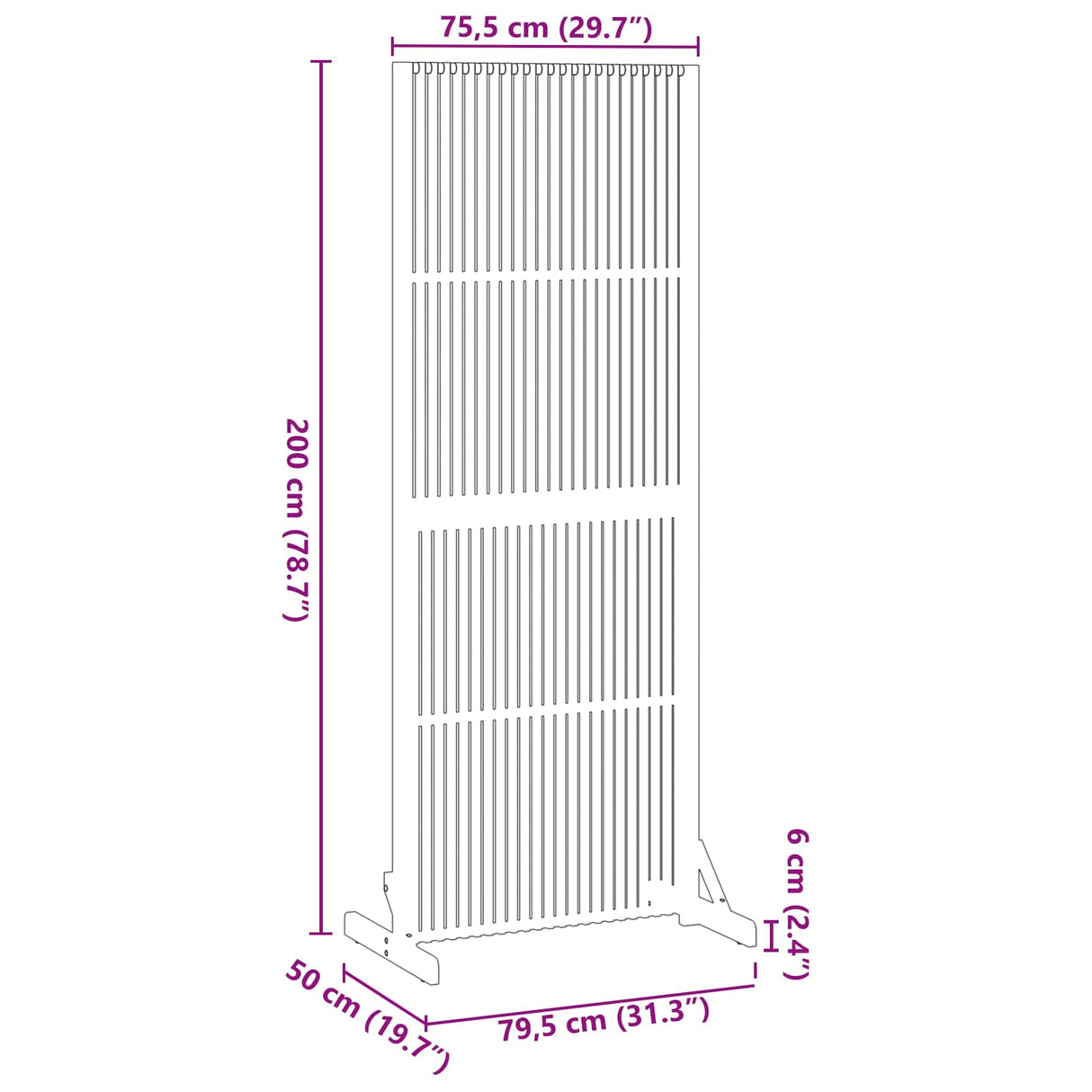 Privacy Screen Brown 79,5 x 50 x 200 cm Solid Acacia Wood