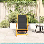 Folding Chair with Armrests Black Acacia Wood & Textilene