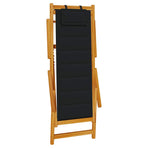 Folding Chair with Armrests Black Acacia Wood & Textilene