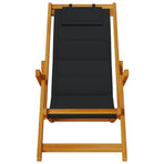 Folding Chair with Armrests Black Acacia Wood & Textilene