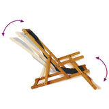 Folding Beach Chair with Armrests Black Acacia Wood & Textilene - Low Angle