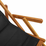 Folding Beach Chair with Armrests Black Acacia Wood & Textilene - Extra Image