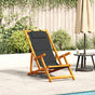 Folding Chair with Armrests Black Acacia Wood & Textilene