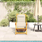 Folding Chair with Armrests Cream Acacia Wood & Textilene