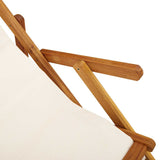 Folding Beach Chair with Armrests Cream Acacia Wood & Textilene - Extra Image