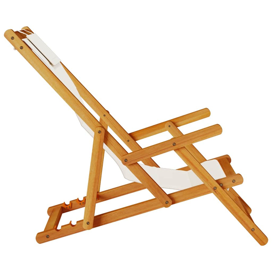 Folding Chair with Armrests Light Grey Acacia Wood & Textilene