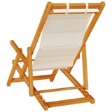 Folding Beach Chair with Armrests Light Grey Acacia Wood & Textilene - Close-Up Angle