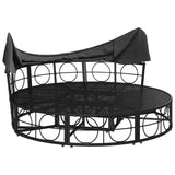 Outdoor Lounge Bed with Canopy and Cushions Black Poly Rattan - 45-Degree Angle
