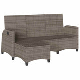Reclining Garden Sofa with Cushions L-shaped Grey Poly Rattan - Top-Down View