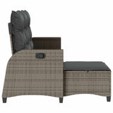 Reclining Garden Sofa with Cushions L-shaped Grey Poly Rattan - Rear View