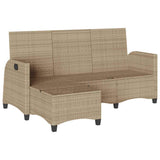 Reclining Garden Sofa with Cushions L-shaped Beige Poly Rattan - Top-Down View