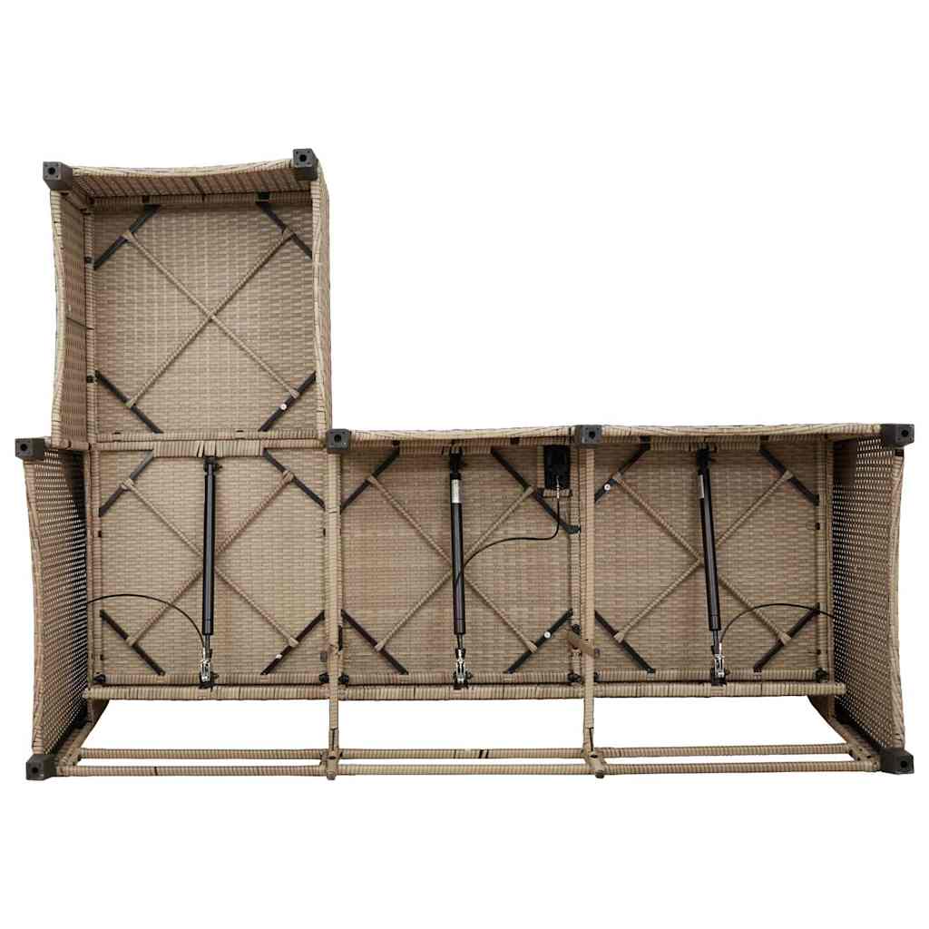 Reclining Garden Sofa with Cushions L-shaped Beige Poly Rattan