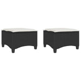 Garden Stools with Cushions 2 pcs Black 55x55x36 cm Poly Rattan - Front View