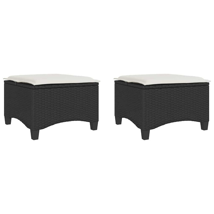 Garden Stools with Cushions 2 pcs Black 55x55x36 cm Poly Rattan