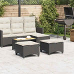 Garden Stools with Cushions 2 pcs Black 55x55x36 cm Poly Rattan