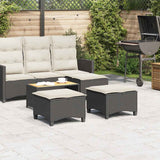 Garden Stools with Cushions 2 pcs Black 55x55x36 cm Poly Rattan - Side View