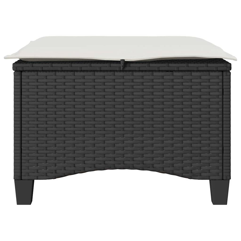 Garden Stools with Cushions 2 pcs Black 55x55x36 cm Poly Rattan