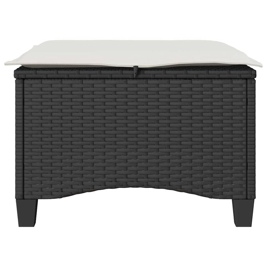 Garden Stools with Cushions 2 pcs Black 55x55x36 cm Poly Rattan