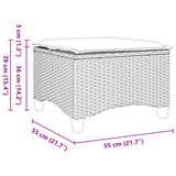 Garden Stools with Cushions 2 pcs Black 55x55x36 cm Poly Rattan - Low Angle