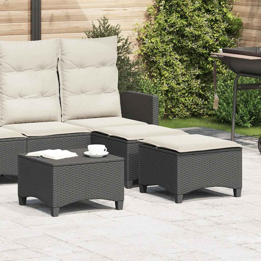 Garden Stools with Cushions 2 pcs Black 55x55x36 cm Poly Rattan