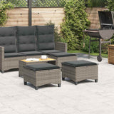 Garden Stools with Cushions 2 pcs Grey 55x55x36 cm Poly Rattan - Side View
