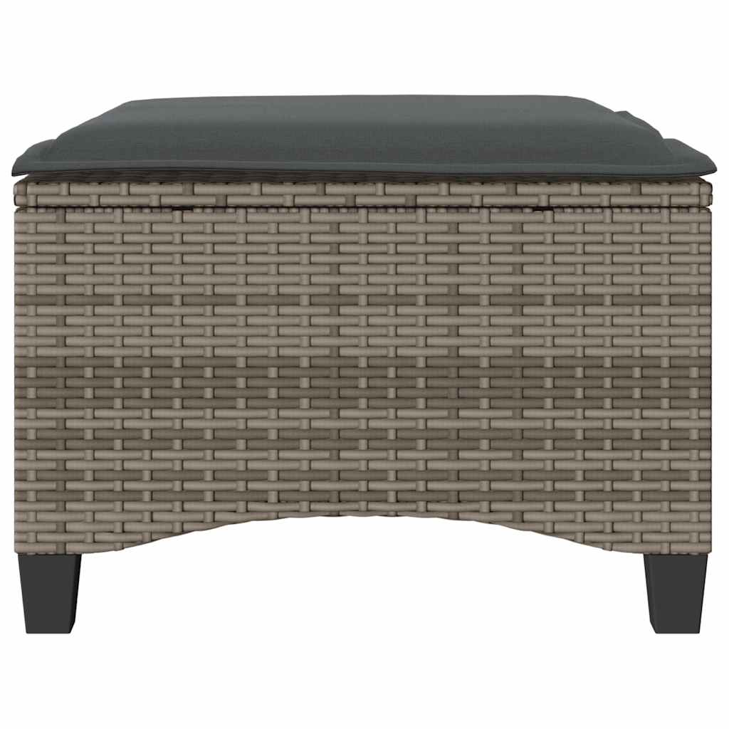 Garden Stools with Cushions 2 pcs Grey 55x55x36 cm Poly Rattan