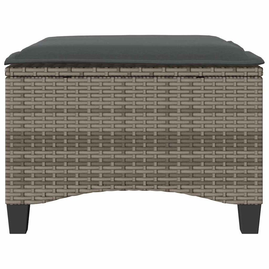 Garden Stools with Cushions 2 pcs Grey 55x55x36 cm Poly Rattan
