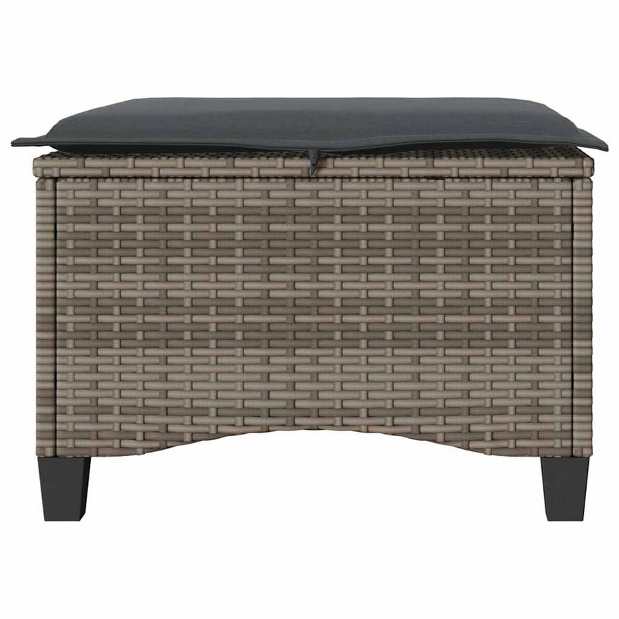 Garden Stools with Cushions 2 pcs Grey 55x55x36 cm Poly Rattan