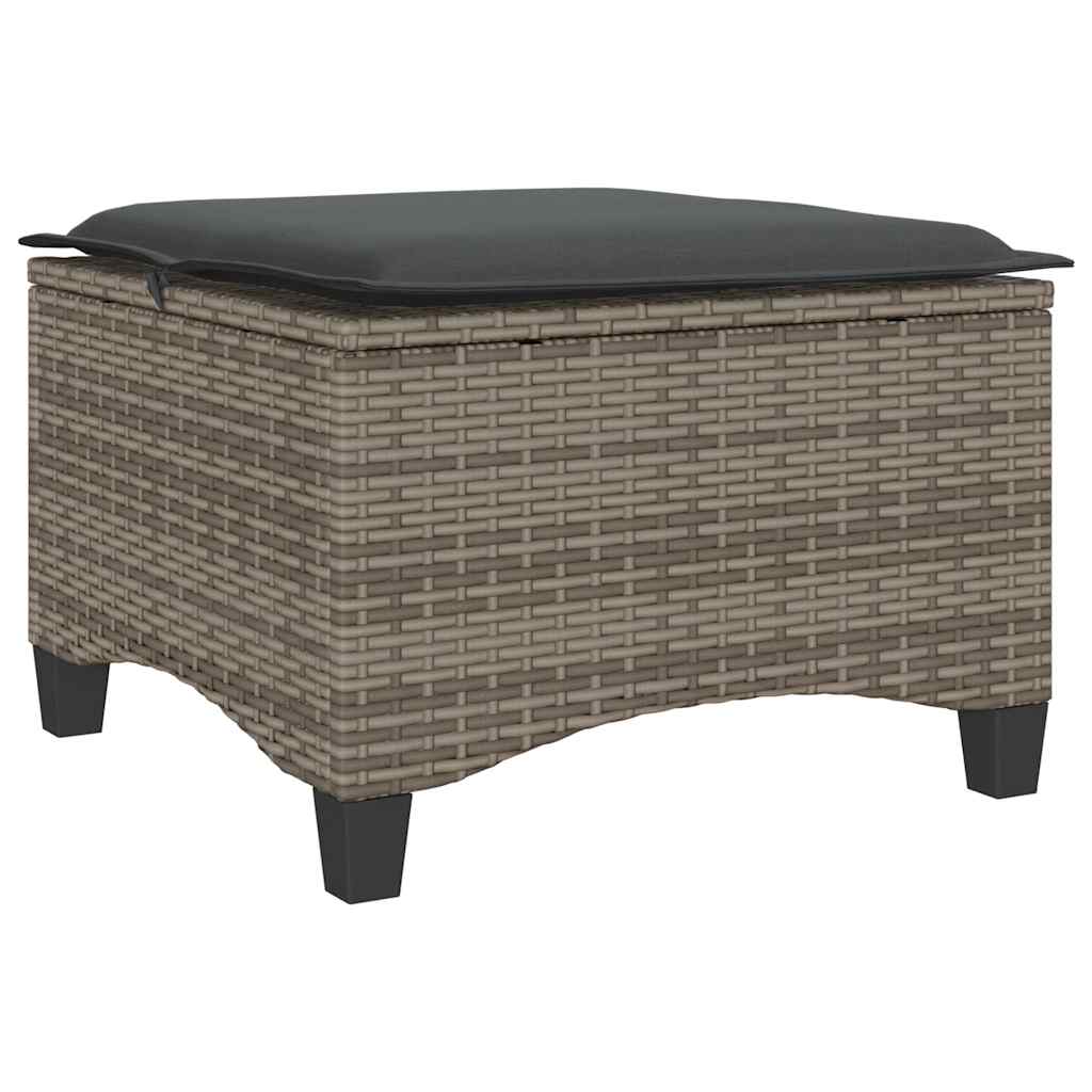 Garden Stools with Cushions 2 pcs Grey 55x55x36 cm Poly Rattan